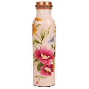 Botella de Agua de Cobre Puro Hecha a Mano con Diseño Impreso para Yoga, Fitness, Beneficios Ayurvédicos para la Salud, a Prueba de Fugas, 1000 ml, Botella de Metal Reutilizable - Product Image 1