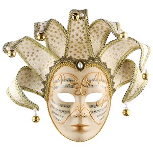 Máscara de Payaso Veneciano Aqdus Saleem, Diseño Tradicional, Madera de Pino Envejecida, Hecha a Mano, Ecológica, Duradera, Decoración para Sala de Estar, Carnaval - Product Image 1