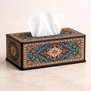 Aqdus Saleem Vintage Wood Tissue Box Cover Hand Painted Decorative Tissue Holder Ornamental Napkin <b>Case</b> Home Dining Household - Product Image 1