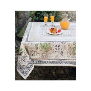 Stylish Indian Manufacture GOTS Certified <b>Table</b> Protector Organic Cotton Embroidered Floral Border Protective <b>Table</b> <b>Cloth</b> Cover - Product Image 4
