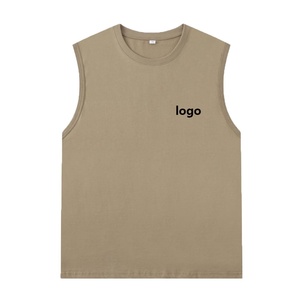 Camisetas sin mangas personalizadas al por mayor para hombre, de poliéster/algodón, cuello redondo, de secado rápido, con estampado por transferencia térmica, personalizables. - Product Image 1
