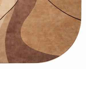 Alfombra Ovalada Abstracta Escandinava, Diseño de Ondas Marrón Crema, Alfombra Tejida a Mano, Alfombra Suave para Piso, Alfombra Moderna Minimalista para el Hogar - Product Image 5