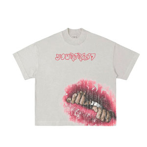 T-shirt Homme Oversize Manches Courtes Col Rond Style Urbain Imprimé Photo avec Motif 100% Coton Jersey Design Dessiné à la Main sur le Devant - Product Image 6