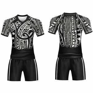 เสื้อฟุตบอลสีดำแบบสั่งทำปี 2026 พิมพ์ลายแบบซับลิเมชั่น ขายส่ง เสื้อแขนสั้น คอวี ระบายอากาศได้ดี น้ำหนักเบา ทรงสปอร์ต - Product Image 1