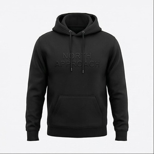 Sudadera con Capucha North Approach para Hombre, Negra, Corte Regular, Estilo Minimalista, Bolsillo Delantero, Tejido de Punto, para Otoño - Product Image 1