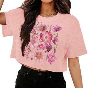 Camisetas Holgadas con Estampado Hawaiano en Oferta, Color Azul Cielo, Algodón, Manga Corta, Estilo Moderno para Vacaciones, Tops Cortos para Mujer - Product Image 4