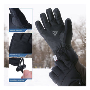 Gants en cuir chauffants imperméables et coupe-vent pour hommes et femmes, pour le ski, le cyclisme, avec batterie rechargeable pour l'hiver - Product Image 5