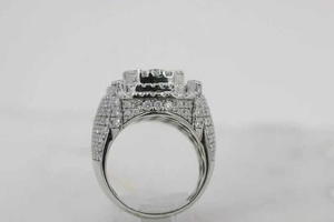 Silver Moissanite Statement <b>Ring</b> Iced Out Luxury Jewellery For <b>Men</b> Fashion Hip Hop Streetwear Gift And Bold Style - Product Image 1