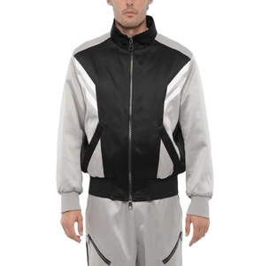 Chaqueta Bomber de Satén con Bloques de Color Personalizada para Hombre, Chaqueta de Piloto con Cremallera y Paneles, Moda Urbana de Invierno - Product Image 1