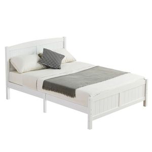Struttura letto matrimoniale in legno bianco con testiera curva e pediera coordinata - Product Image 6