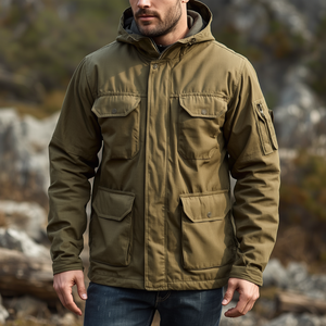 <b>Men</b> Tactical Style Jacket Multi Pocket Outdoor Windproof Casual Utility Outerwear OEM Wholesale Supply - Product Image 1