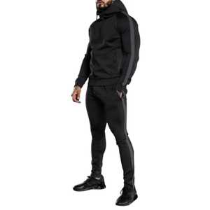 Conjunto Deportivo para Hombre con Sudadera con Cierre y Capucha, 100% Poliéster Anti-Sudor, Pantalones y Chaqueta con Franjas Personalizadas, Traje Elegante - Product Image 6