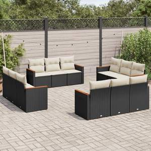 Black And Cream Garden <b>Sofa</b> <b>Set</b> With Cushions Outdoor Furniture UV Resistant PE Rattan Contemporary Design Waterproof - Product Image 4