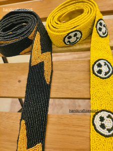 Correa de Hombro con Cuentas, Negra y Amarilla, con Diseño de Rayo y Rostro, Accesorio de Moda para Bolsos, Ligera, Ecológica y de Alta Calidad - Product Image 3