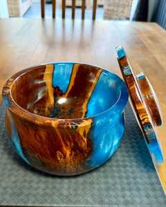 HANDMADE <b>DECOR</b> NATURAL WOODEN RESIN SALAD BOWL <b>LID</b> Polished Durable Lightweight High Quality Eco Friendly Food Serving - Product Image 4