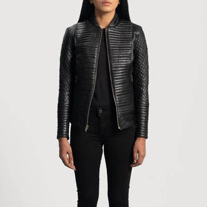 <b>Lightweight</b> New Design Fashion Wear <b>Women</b> Genuine Leather <b>Jacket</b> Waterproof Windproof Slim Fit Zipper Coat Wholesale - Product Image 1