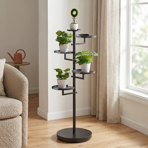 Modern Four-Tier Powder Coated Home Storage Free Standing Rotating Planter Stand Garden Patio Balcony Flower <b>Pot</b> Shelf Rack - Product Image 6