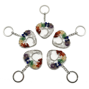 High quality Crystal Keychain Seven chakra tree of life <b>Key</b> <b>chain</b> Natural Heart Stone <b>Key</b> Holder Gifts for Women <b>Key</b> <b>Chain</b> - Product Image 3
