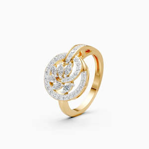 Radiant Leaf <b>Circle</b> Floral Eco Friendly Diamond <b>Ring</b> With 0.54 Ct Lab Grown | In 9K Yellow White And Rose Gold - Product Image 2