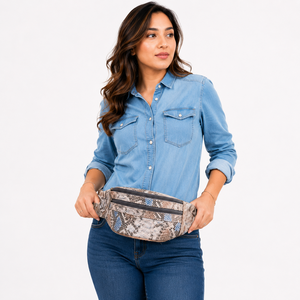 Real Leather <b>Snake</b> Print Waist Pocket Belt Trending Travel Handbag New Designer Python Easy to Carry Money Belt Multi Uses - Product Image 6