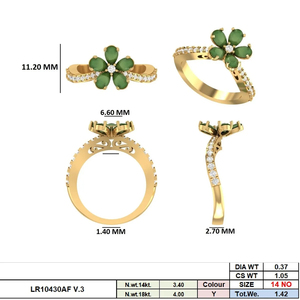 Bague de fiançailles en or 14 carats avec diamant CVD de laboratoire couleur F, pureté VVS VS, taille poire, motif floral, plaqué rhodium - Product Image 4