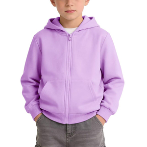 Sudadera con capucha unisex con cremallera y bolsillos, abrigo de exterior para niños y niñas, sudadera con capucha de forro polar cepillado - Product Image 2
