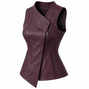 Women's Fashion & Designer Leather <b>Vests</b> | <b>Grey</b> Black Burgundy Brown Cognac | OEM ODM Manufacturer | Premium Design Quality | - Product Image 3