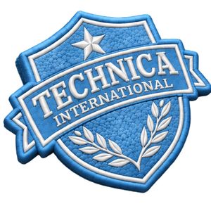 Patch brodé noir et blanc Technica International, badge 3D, logo AppTechnica International, bouclier brodé bleu ciel - Product Image 5