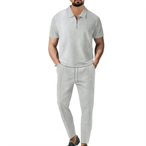 High Quality Two Piece Casual Men Suit Summer Loose Solid Cotton <b>Linen</b> Fabric Hooded Short Sleeve T Shirt and Long Pants <b>Set</b> - Product Image 3
