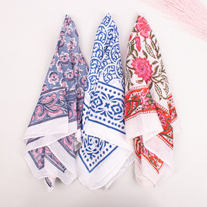 Cotton <b>Square</b> <b>Scarf</b> Luxury Fashion Floral Bandana Block Printed Hand Drawn Ethnic Breathable Hair Neck Accessory Best Summer - Product Image 6