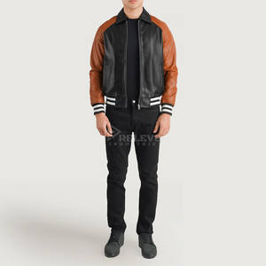 Chaqueta de cuero genuino estilo vintage marrón y negro con efecto desgastado para hombre, venta al por mayor, stock de fábrica, chaquetas de cuero personalizadas listas para entrega. - Product Image 3