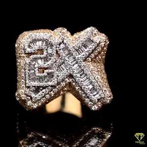 Premium 2X Moissanite Diamond <b>Ring</b> For <b>Men</b> Gold Finish Iced Out Hip Hop Jewelry Luxury Party Accessory - Product Image 4