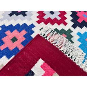 Tapis Dhurrie en coton fait à la main Style minimaliste Design à tissage plat pour chambre, hall, salon Disponible en tailles 5x8 9x12 - Product Image 5