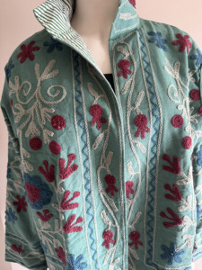 Vintage Style Suzani Embroidered <b>Velvet</b> <b>Jacket</b> Handmade Boho Chic Ethnic Coat <b>Women</b> Designer Wear - Product Image 4
