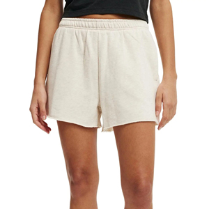 New Arrived Women's Sports Shorts Solid Color Custom Silk Screen Printed Logos Raw Hem Breathable Elastic Waist Button Fleece - Product Image 4