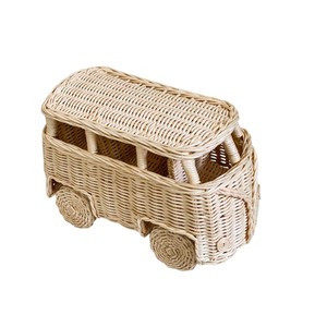 Juguete de mimbre ecológico de la mejor calidad, modelo de autobús de mimbre natural, juguete de empuje tejido a mano, juego sensorial para niños pequeños - Product Image 1