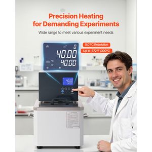 Bain-marie à circulation d'huile à température constante pour laboratoire, 6L, pour hautes températures jusqu'à 100°C/212°F, certifié CE, 220V - Product Image 2