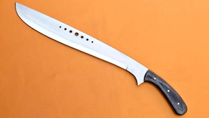 Couteau Bowie en acier inoxydable Damas, manche en bois pleine longueur, pour la chasse et le camping en extérieur, OEM, marque privée, ultra-affûté - Product Image 2