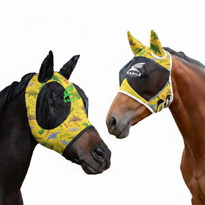 Masque anti-mouches pour chevaux, doux, extensible, protection UV, confortable, avec oreilles, respirant, élastique, avec couvre-yeux en maille - Product Image 4