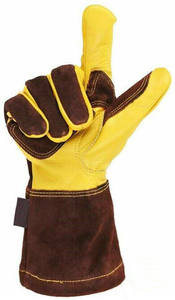 Guantes de Trabajo de Cuero Amarillo Marrón con Palma Reforzada, Largos hasta la Muñeca, para Uso en Exteriores en Invierno, Estilo Sencillo, Ajuste Elástico, Personalizados OEM, Venta al Por Mayor - Product Image 2