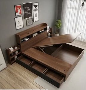 Cama Moderna Multifuncional con Almacenamiento, Colchón Elevable y Cajones - Product Image 1