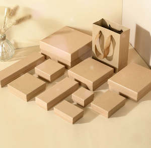 Boîte d'emballage pour bijoux en carton brun personnalisée pour bagues, colliers et pendentifs - Product Image 3