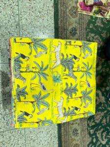 Indian Handmade Cotton Kantha Bedcover with Fine <b>Quilting</b> and Reversible Design for Comfortable All Season <b>Bedding</b> - Product Image 1