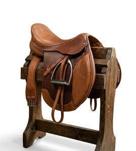 English Dressage Saddle Leather Wood Tree Brass <b>Hardware</b> Brown Color - Product Image 1