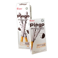 SET DE BOÎTES BLANCHES PINGO BISCUITES AU LAIT ET AU CHOCOLAT, MORCEAUX DE CACAO 32G & 49.5G
