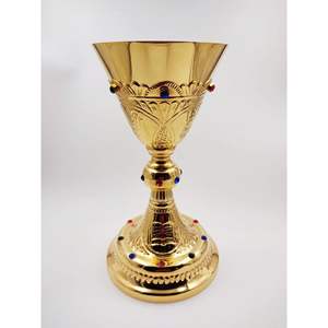 Cáliz de Iglesia de Lujo Chapado en Oro, Hecho a Mano, con Patena para la Sagrada Comunión, Copa de Altar Cristiana, Vajilla Religiosa - Product Image 3