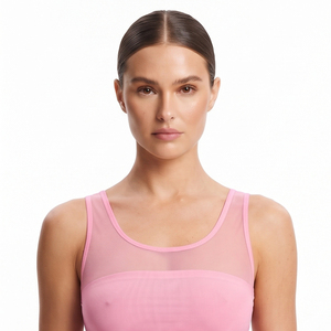 Débardeur en maille transparente 100% polyester pour femmes, col carré, sans manches, crop top sexy, style club, séchage rapide, transparent - Product Image 6