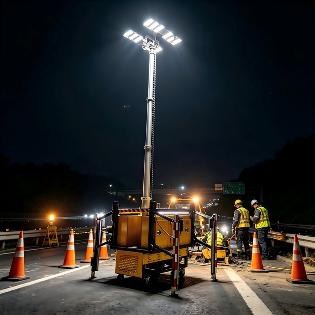 Portable Trailer Light Tower Led 400Wx4 5m Telescopic Wind Resistance