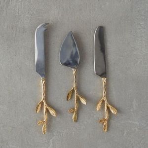 Ensemble de couteaux à fromage élégants avec manche en feuille d'or, en acier inoxydable poli miroir, couverts de mariage, best-seller, cuillère en acier inoxydable doré - Product Image 2
