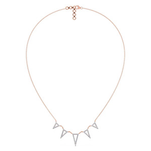Geometric Triangle Cascade Diamond <b>Necklace</b> with Open Frame Design and Graduated <b>Statement</b> Drops - Product Image 3